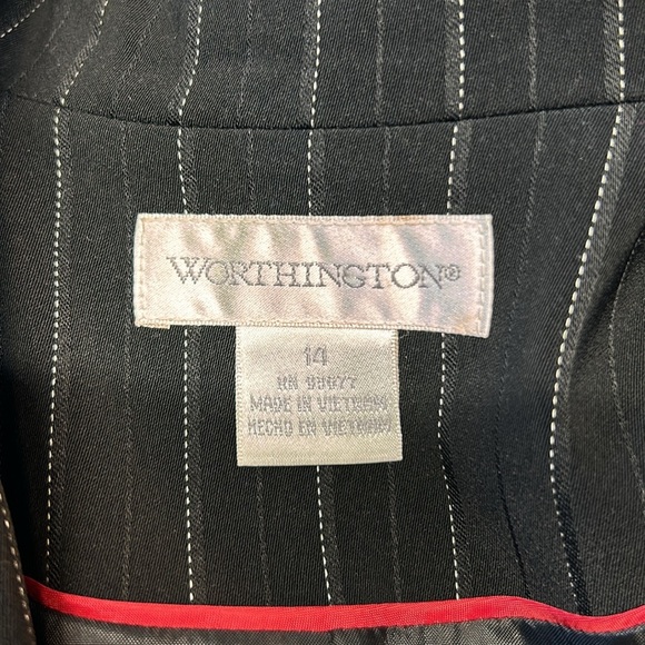 Worthington Black Silver Stripe 2 Button Blazer Jacket Size 14 - Picture 7 of 11